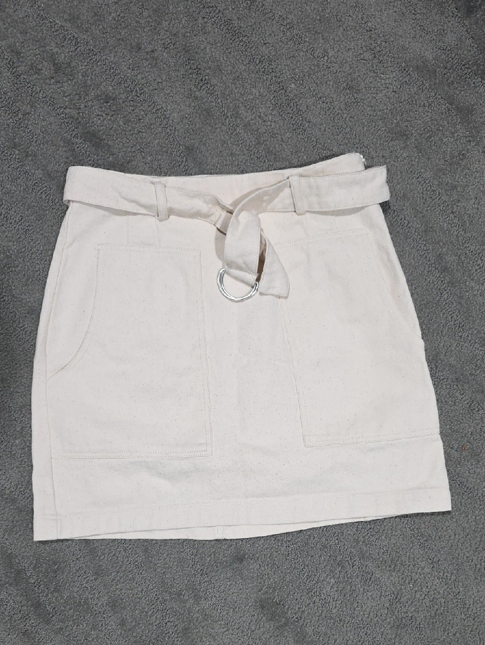 1. State Cream Mini Skirt with D-Ring Belt